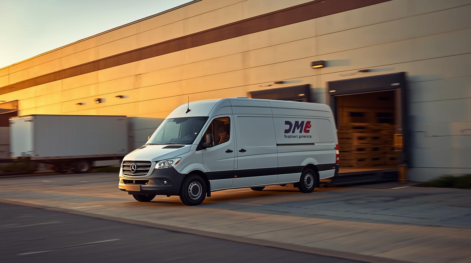 DME delivery truck returning to warehouse after hospice and home health deliveries